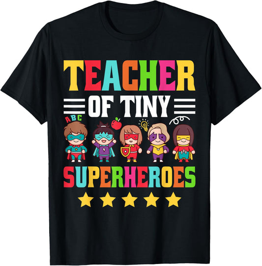 Pre-K Teacher Early Childhood Preschool Pre-K Teacher Of Tiny Superheroes - -Adults, Black, Small, Short Sleeve T-Shirt - T-Shirt | Black