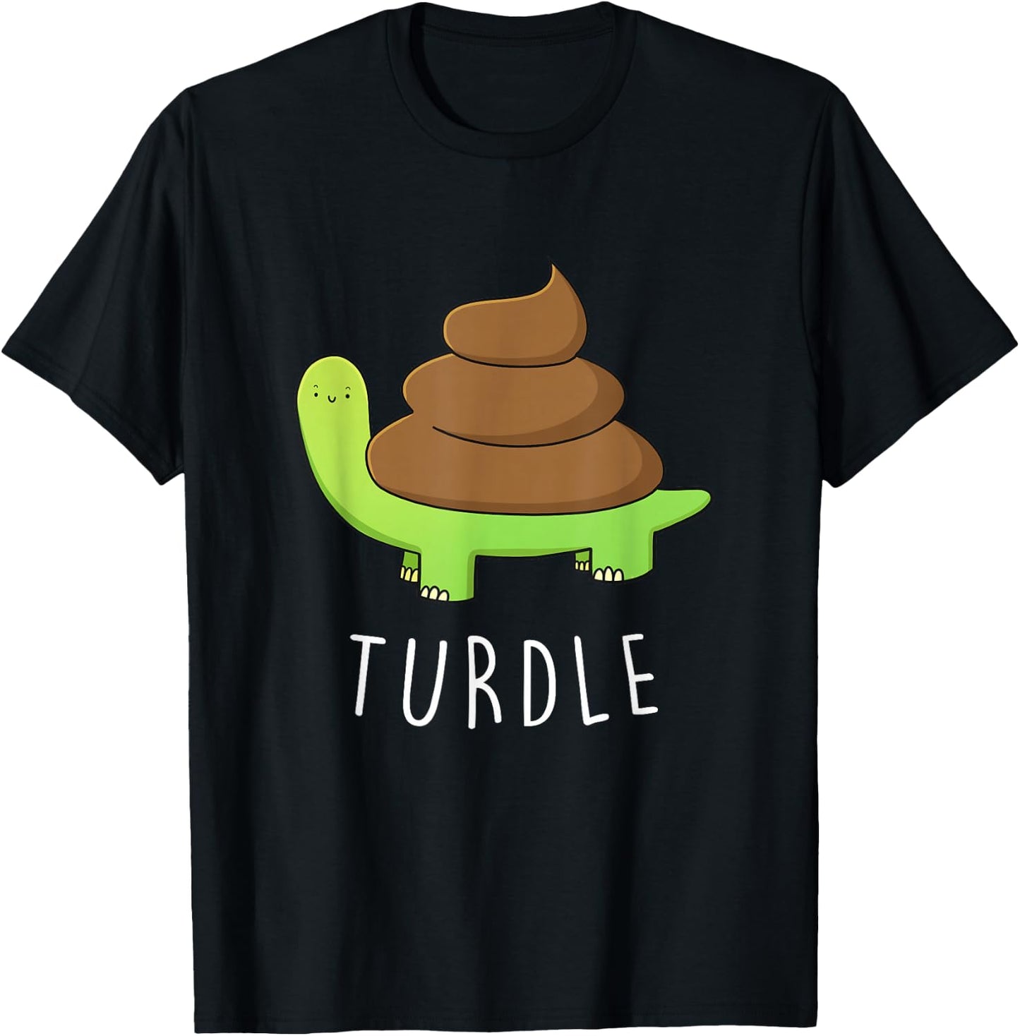 TURDLE Turtle Lover Poop Turd Pun Graphic Humor Novelty Gag T-Shirt - T-Shirt | Black