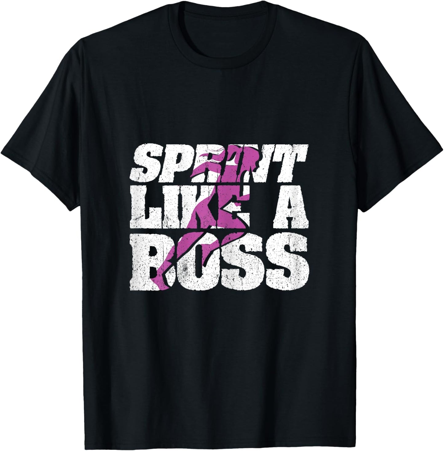 Funny Track and Field Design Sprint Like A Boss T-Shirt - T-Shirt | Black