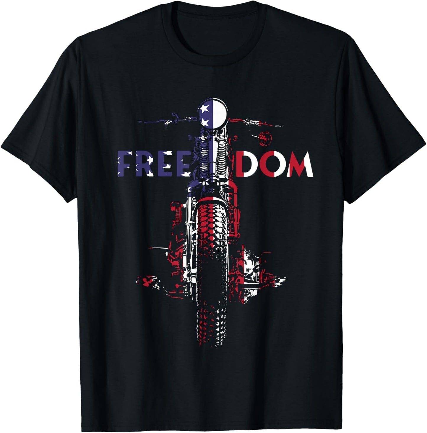 Freedom USA Flag Vintage Springer Bobber HD Motorcycle Biker Women Men T-Shirt - T-Shirt | Black