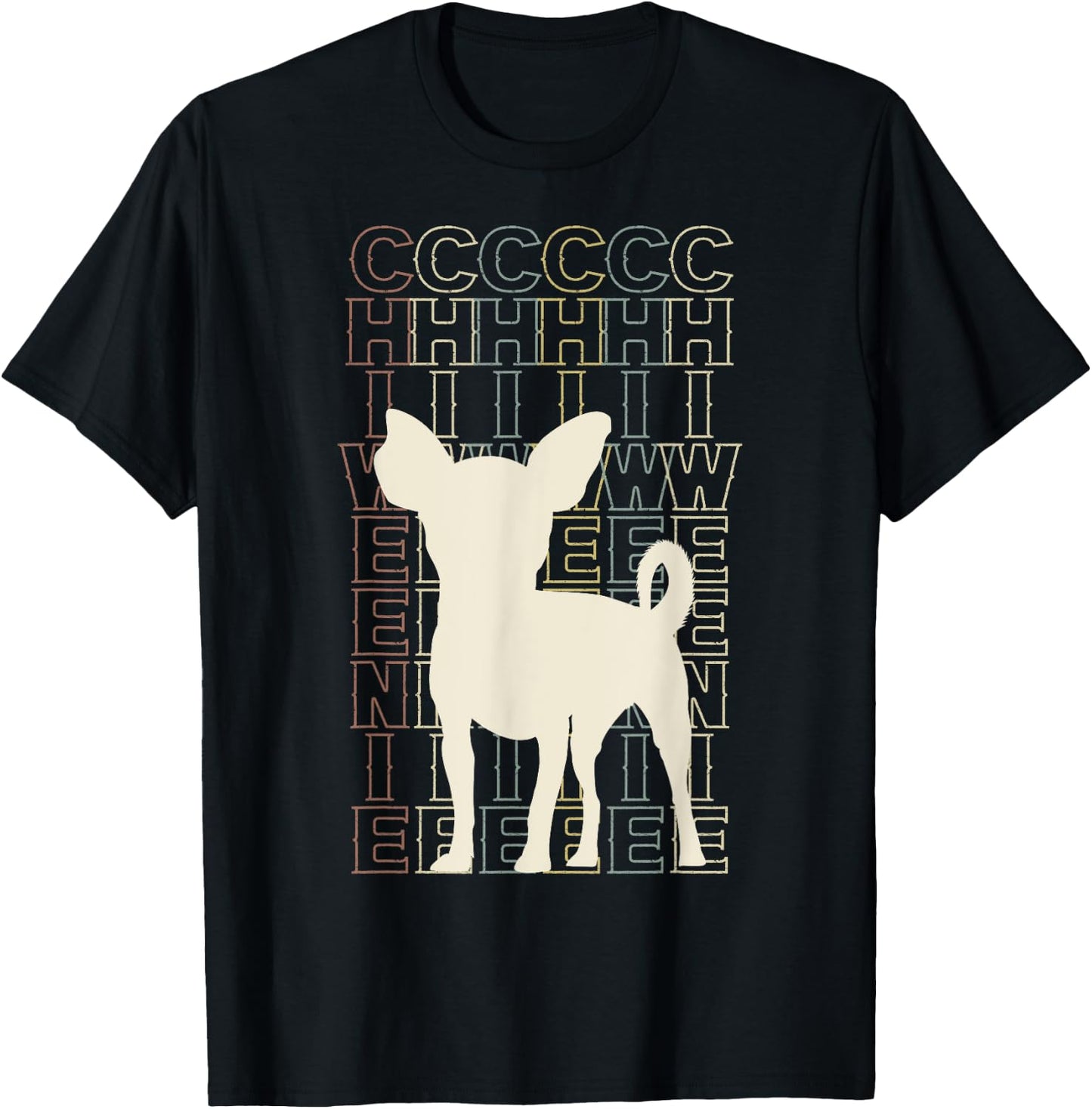 Cute Retro Chiweenie Silhouette Gift design for Chiweenies T-Shirt - T-Shirt | Black