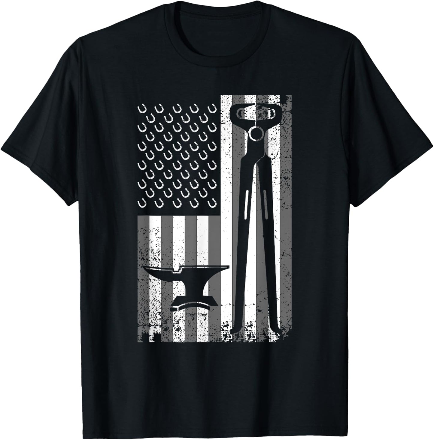 Funny Farrier Gift Cool Farrier Tools American Flag T-Shirt - T-Shirt | Black