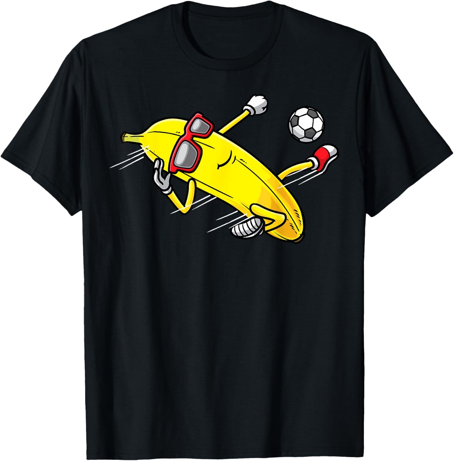 Banana Playing Soccer Fruit Soccer Player T-Shirt - T-Shirt | Black