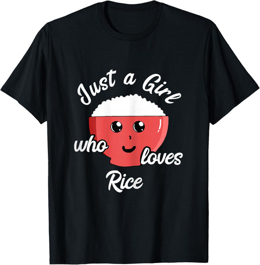 Rice Girl Kawaii Rice Bowl Asian Food Japanese Kitchen T-Shirt - T-Shirt | Black