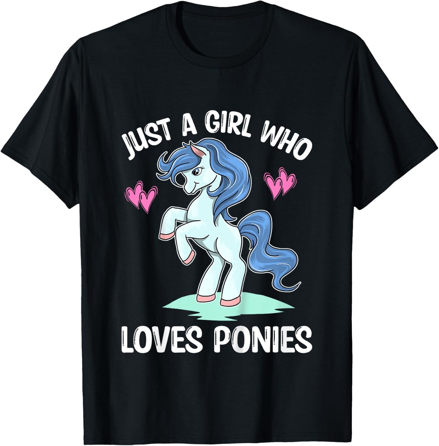 JUST A GIRL WHO LOVES PONIES Horse & Pony Lover Toddler Kids T-Shirt - T-Shirt | Black