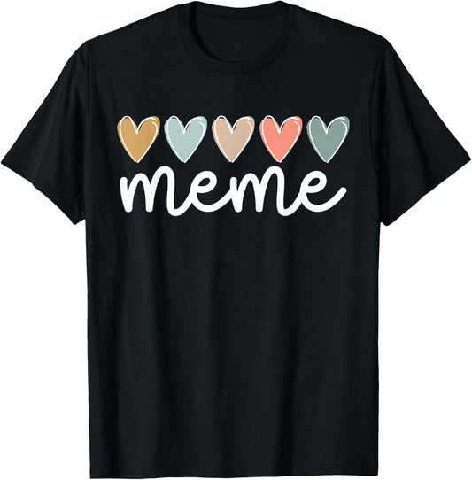 Meme Hearts Meme Grandma Meme Grandmother T-Shirt - T-Shirt | Black