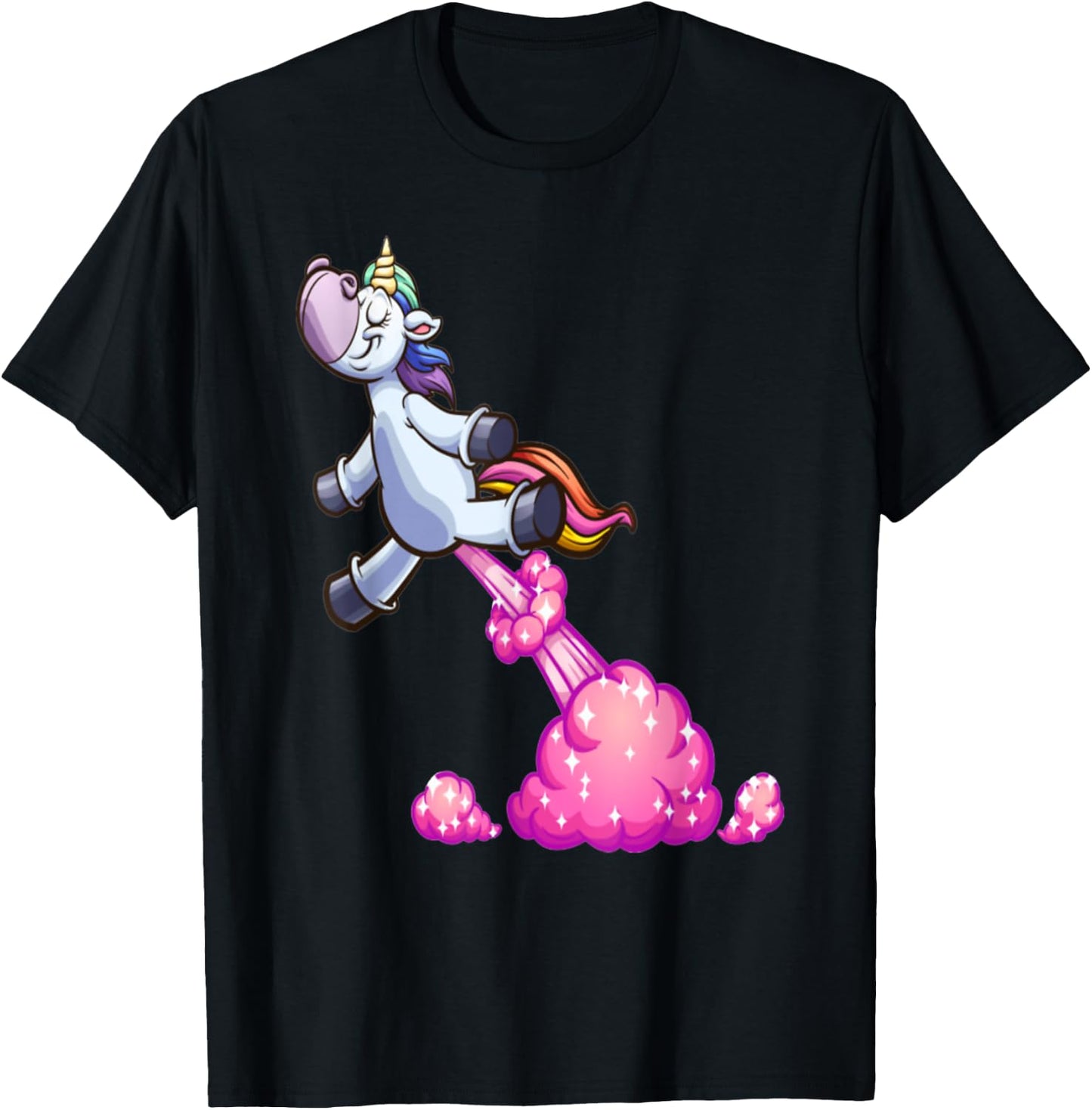 Farting Unicorn Funny Unicorn Rainbow Farts T-Shirt - T-Shirt | Black
