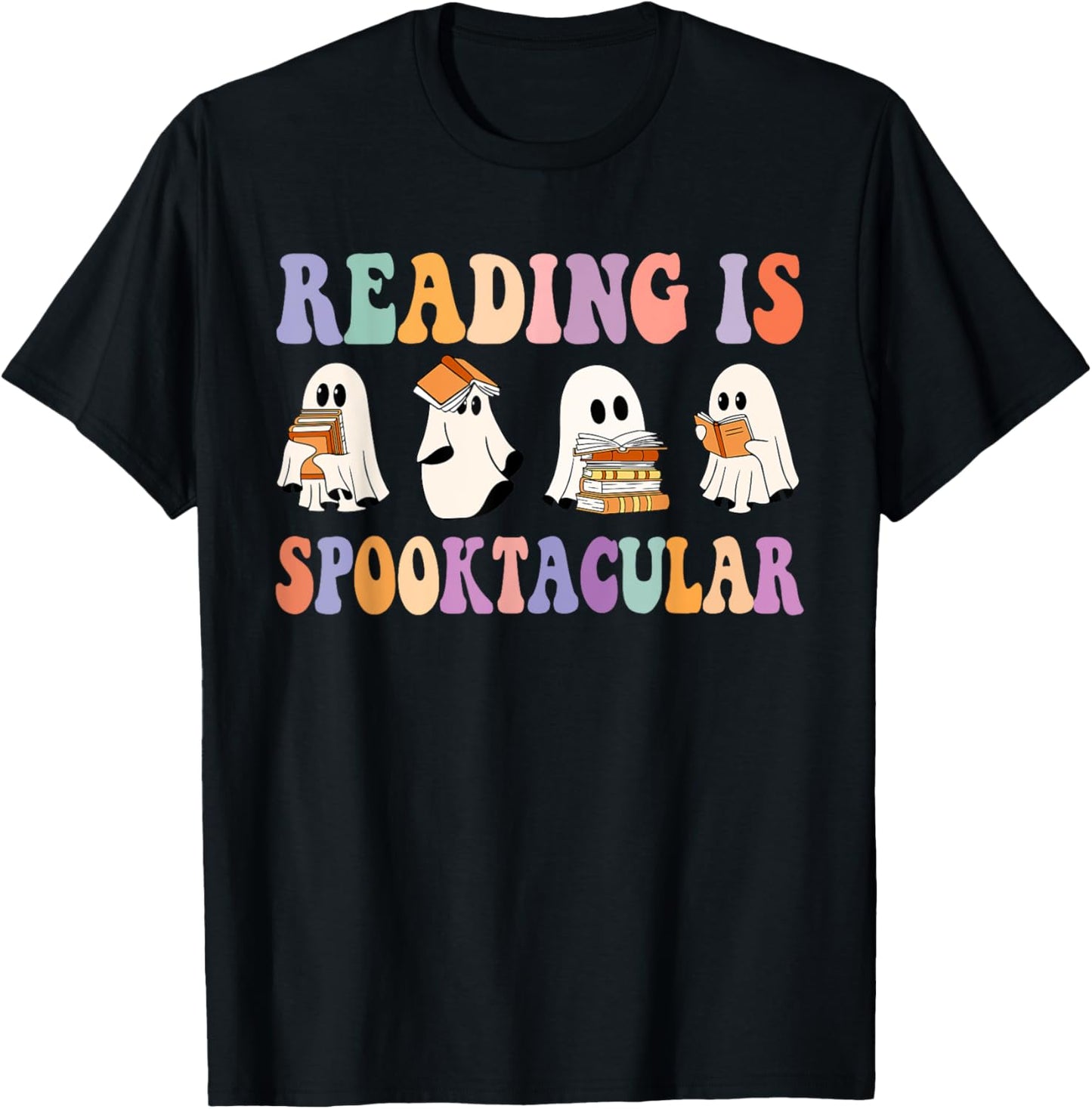Ghost Reading Is Spooktacular Halloween Ghost Reading Books T-Shirt - T-Shirt | Black