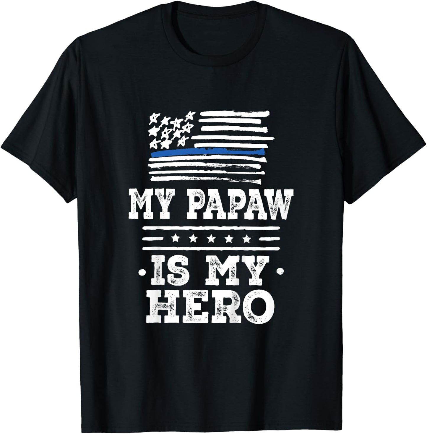 Kids Police Officer Papaw is my Hero T-Shirt - T-Shirt | Black
