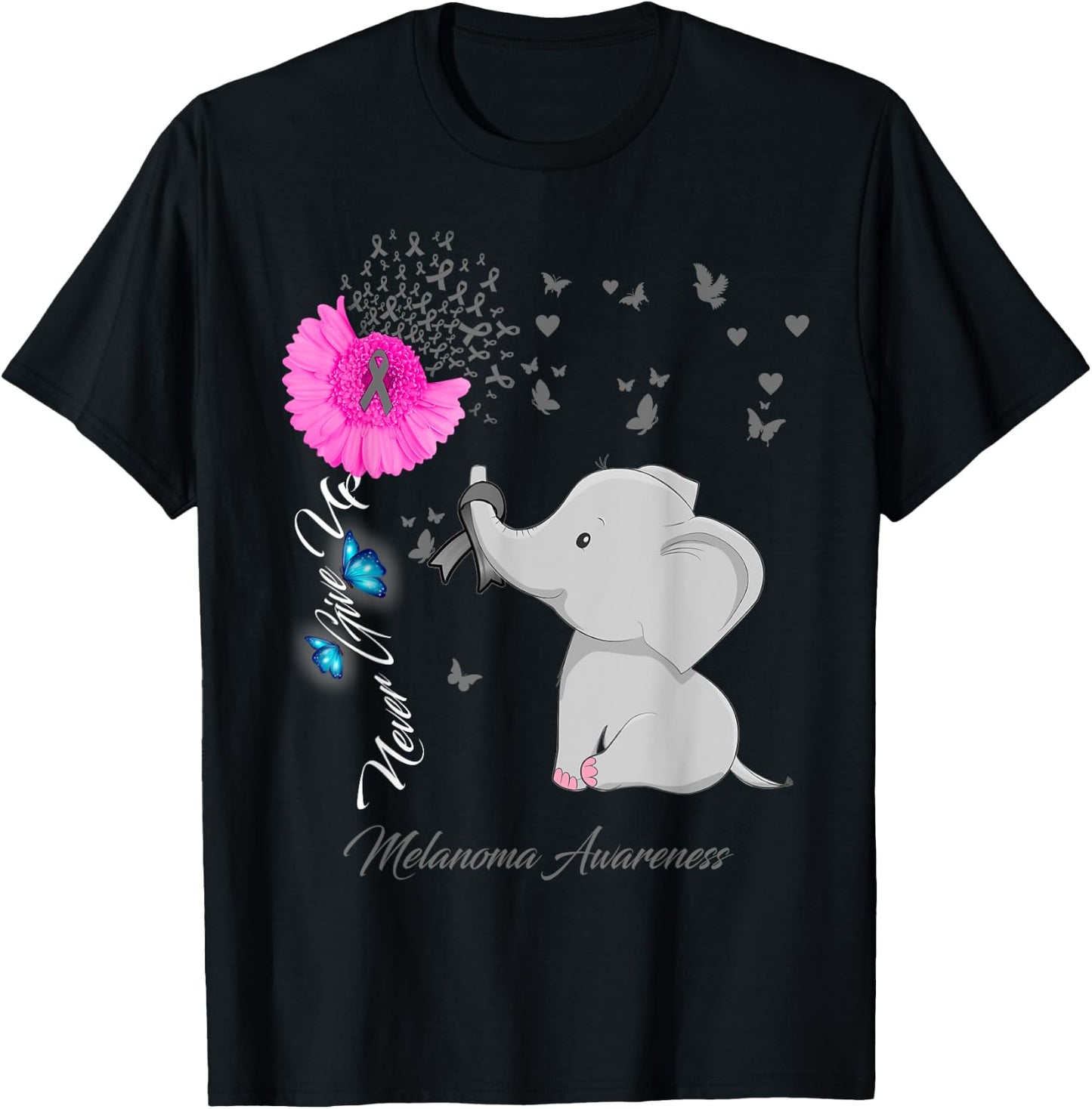 Elephant Melanoma Awareness - Melanoma Ribbon Gifts T-Shirt - T-Shirt | Black