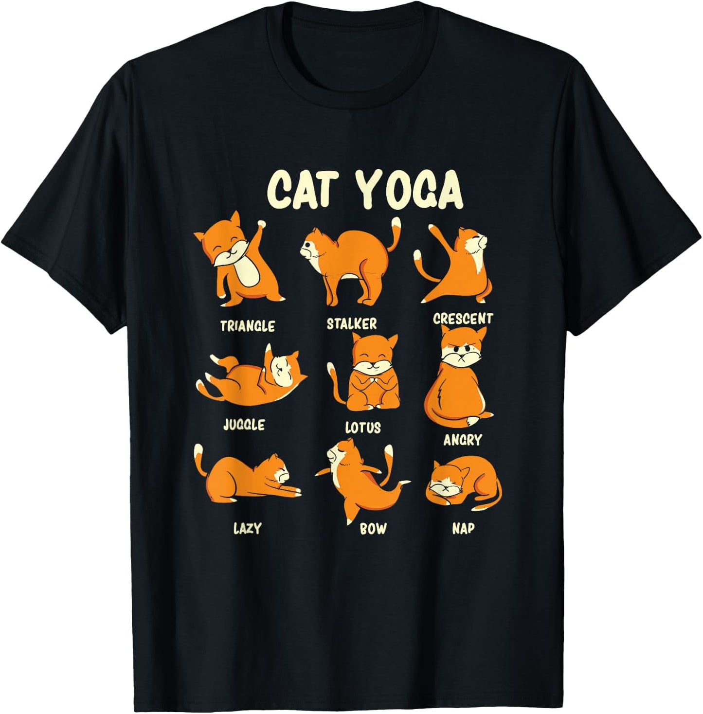 Funny Cat Yoga Poses Kitten Meditation T-Shirt - T-Shirt | Black