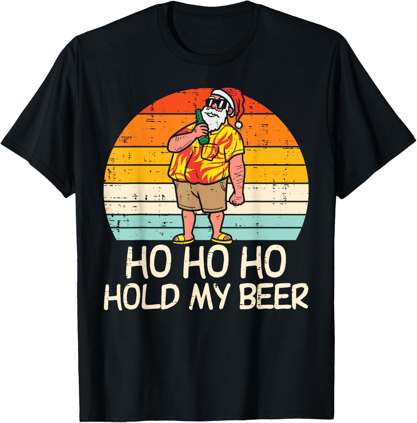Ho Ho Hold My Beer Santa Summer Christmas In July Drinking Women T-Shirt - T-Shirt | Black