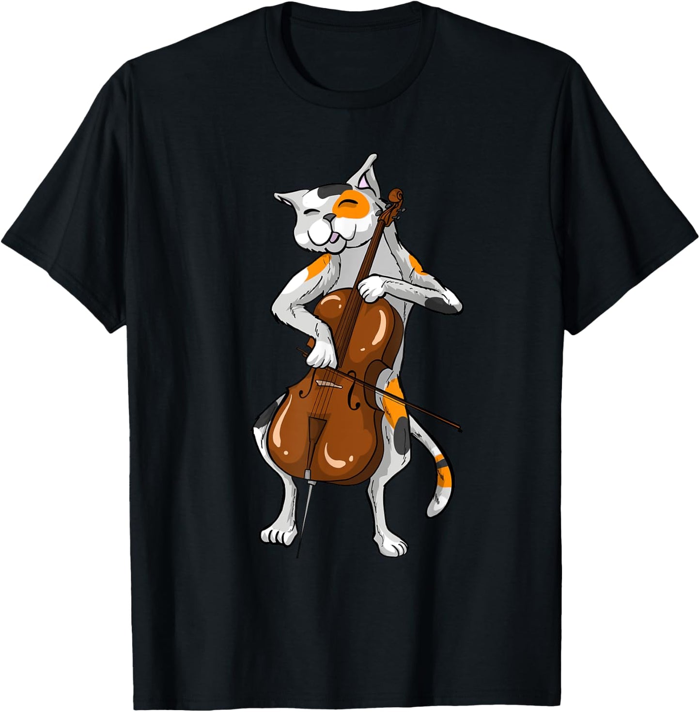 Cool Cat Playing Cello | Funny Kitten Instrument Player Gift T-Shirt - T-Shirt | Black