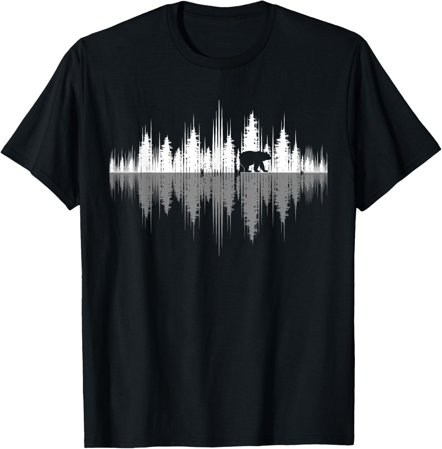 Wildlife Animal Outdoor Trees Reflection Forest Nature Bear T-Shirt - T-Shirt | Black