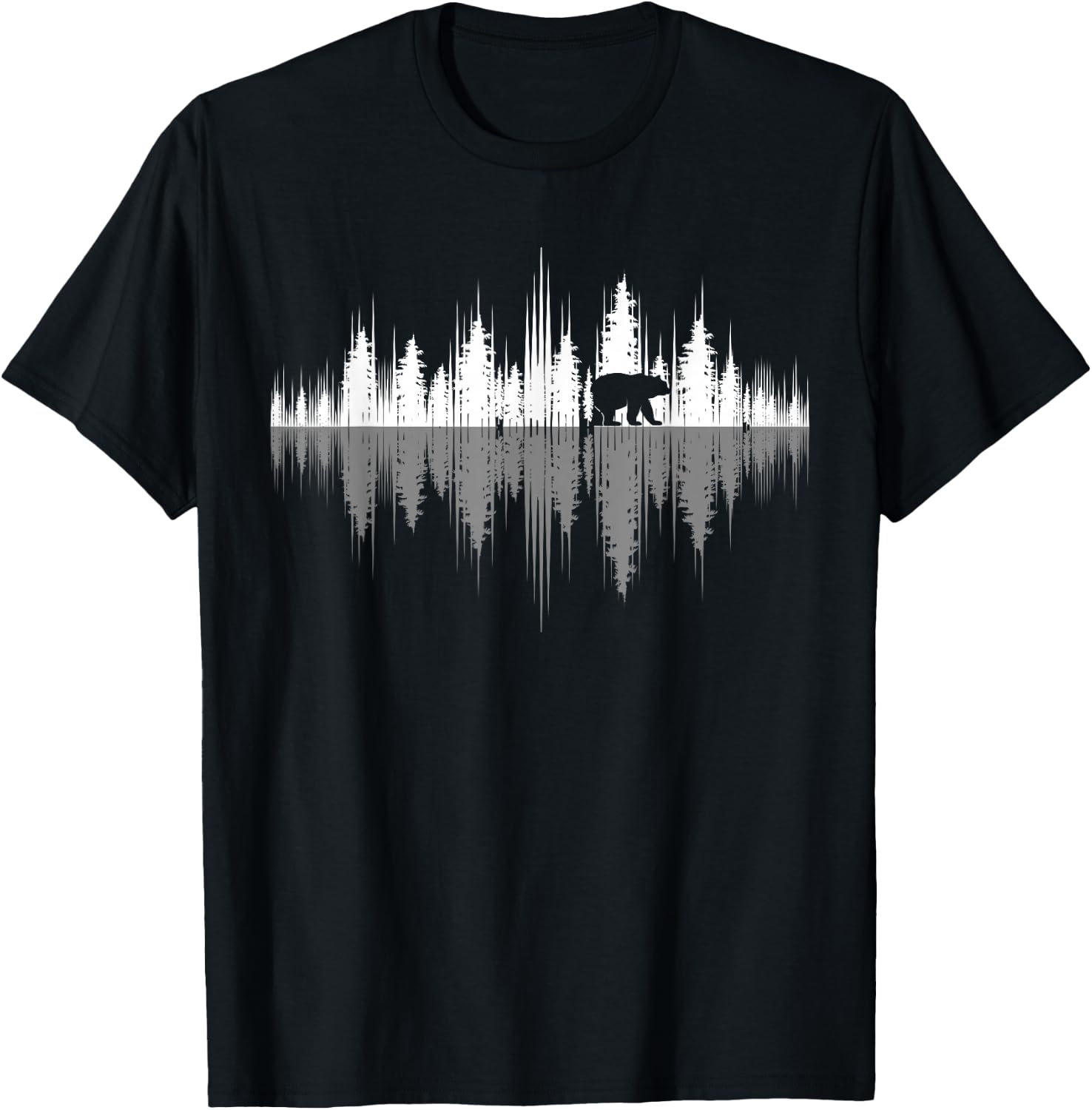 Wildlife Animal Outdoor Trees Reflection Forest Nature Bear T-Shirt - T-Shirt | Black