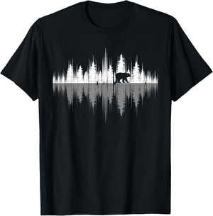 Wildlife Animal Outdoor Trees Reflection Forest Nature Bear T-Shirt - T-Shirt | Black
