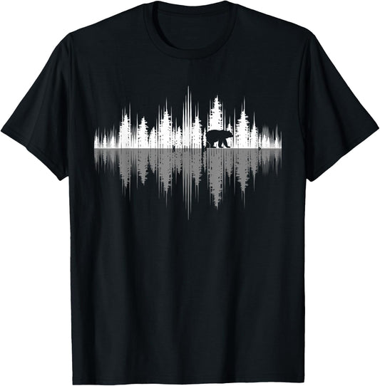 Wildlife Animal Outdoor Trees Reflection Forest Nature Bear T-Shirt - T-Shirt | Black