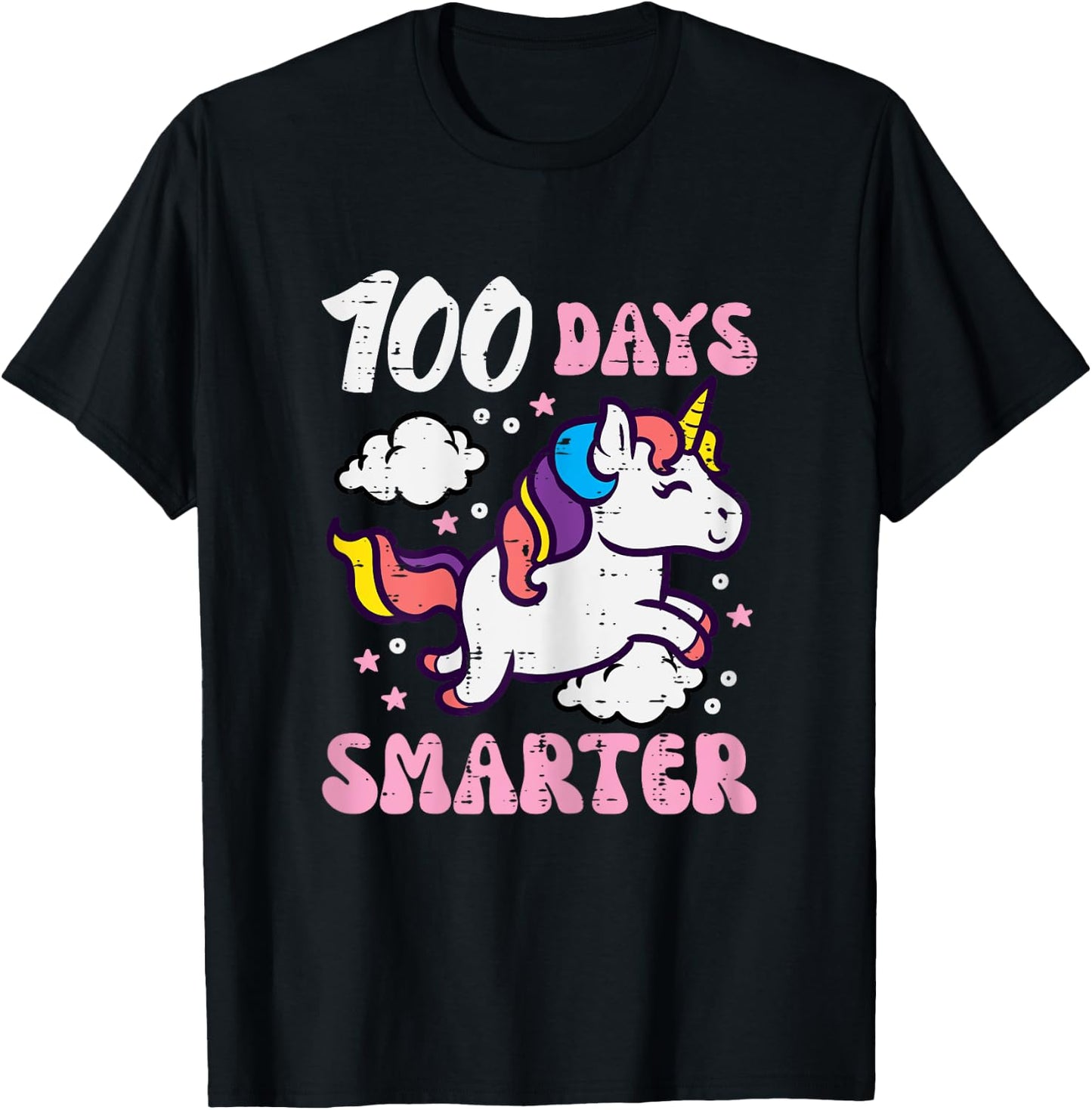 100 Days Smarter Unicorn 100th Day School Toddler Girls Kids T-Shirt - T-Shirt | Black
