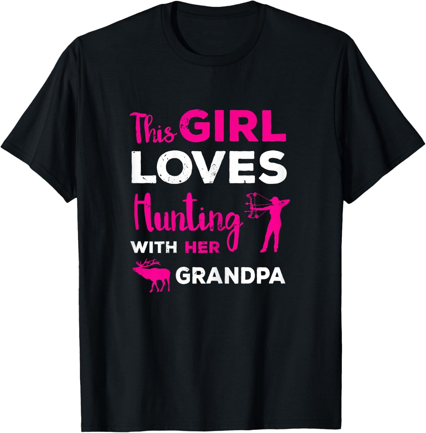 Cute Girls Hunting Gift Grandpa Hunting Granddaughter Hunter T-Shirt - T-Shirt | Black