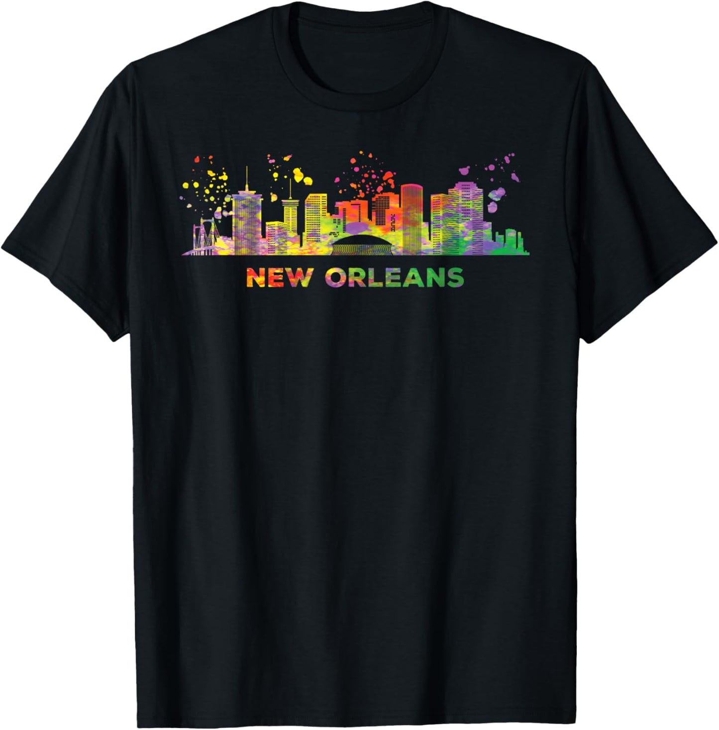 New Orleanian Skyline Colorful Cityscape New Orleans T-Shirt - T-Shirt | Black