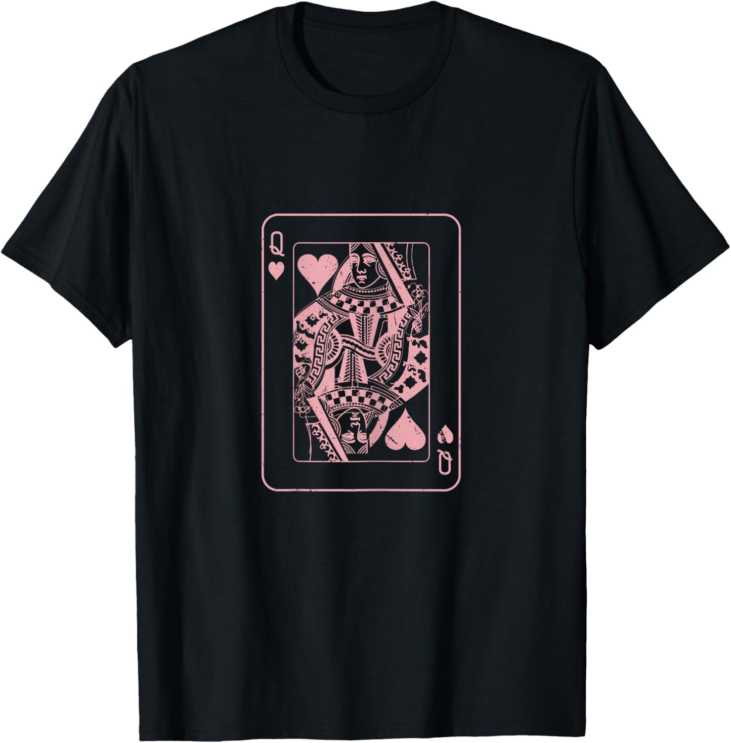 Heart Lady Playing Card - Poker Skat Double Head Wedding Couple T-Shirt - T-Shirt | Black