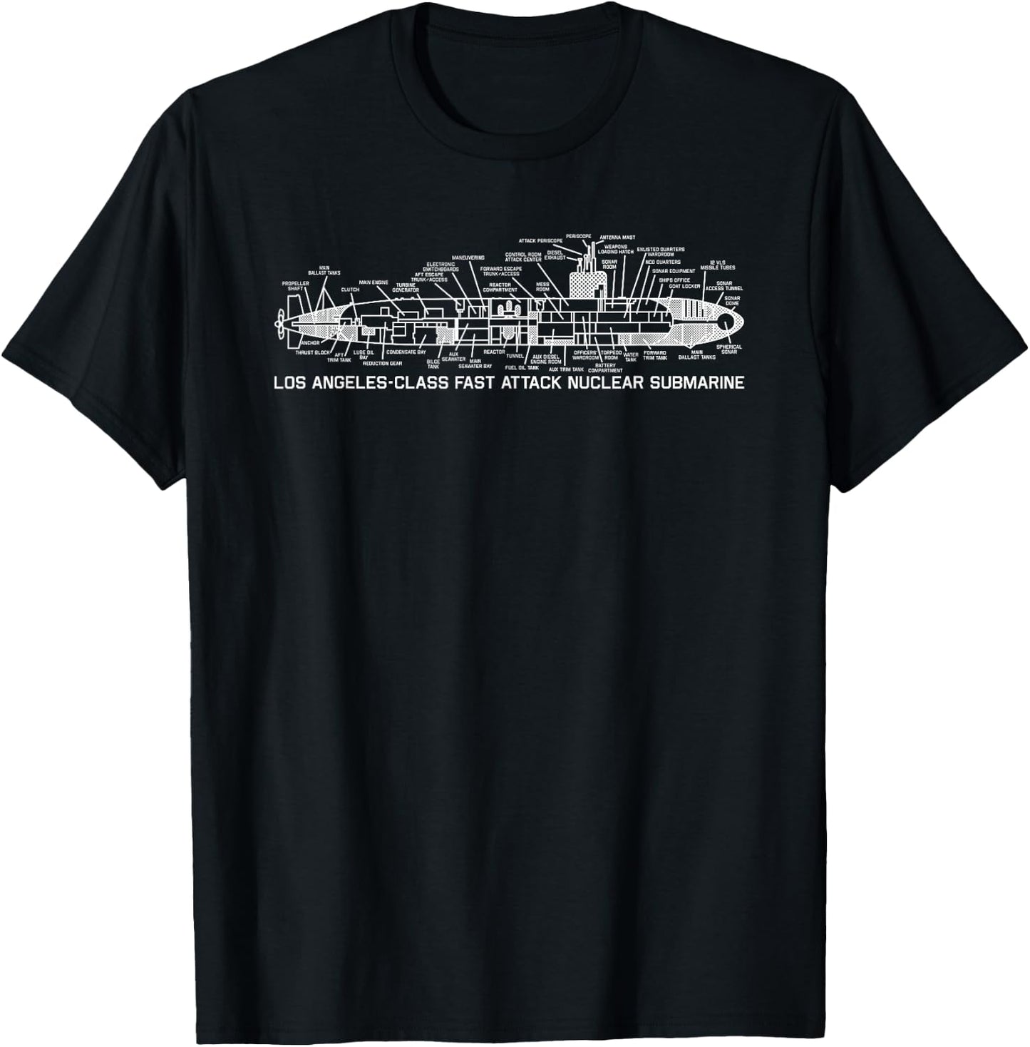 USS Miami SSN-755 Submarine Blueprint Infographic Schematics T-Shirt - T-Shirt | Black