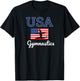 Girl Tumbling Team Gear Gymnast Gymnastics USA American Flag T-Shirt - T-Shirt | Black