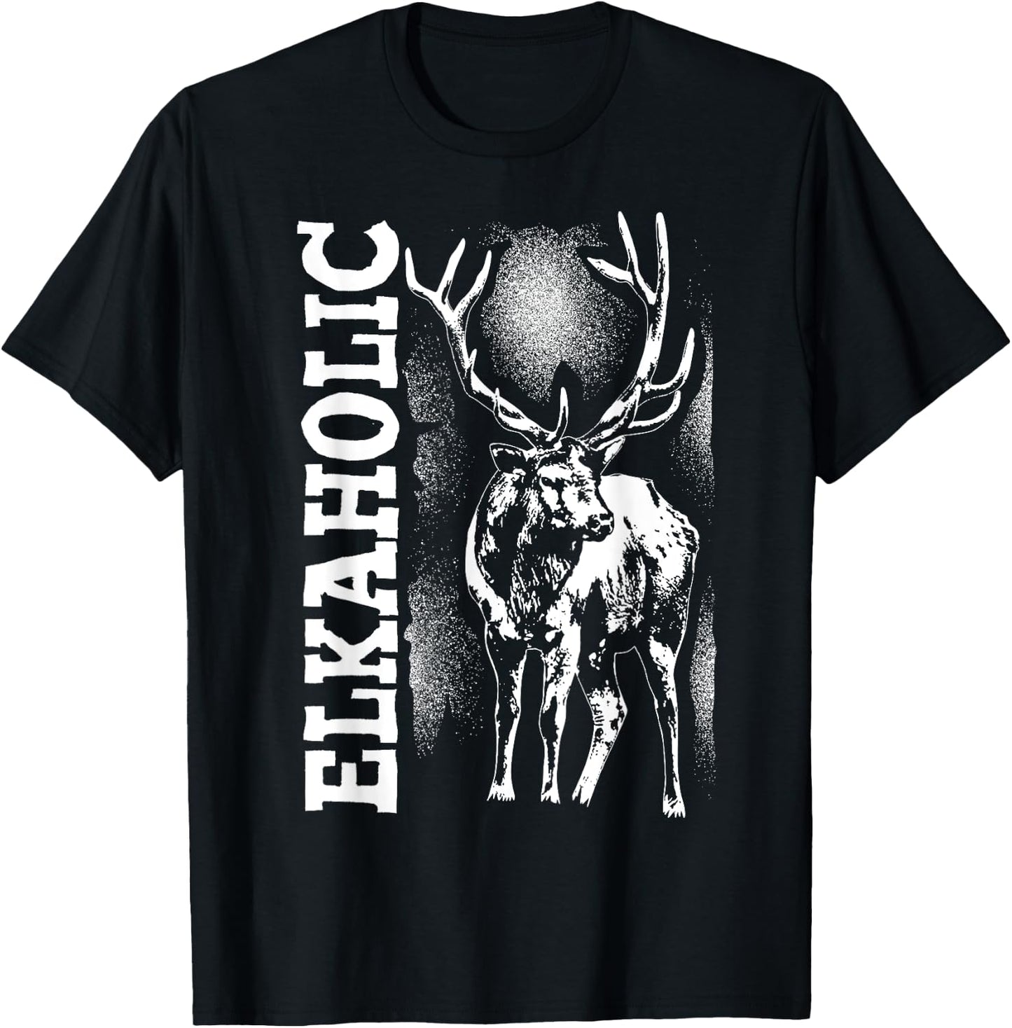 Funny Elkaholic Gift Women Cool Elk Hunting Lover T-Shirt - T-Shirt | Black