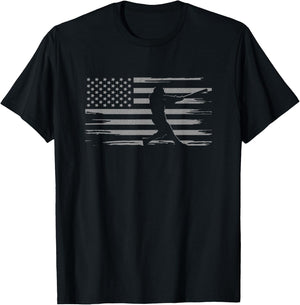 American Flag Baseball Apparel - Baseball T-Shirt - T-Shirt | Black