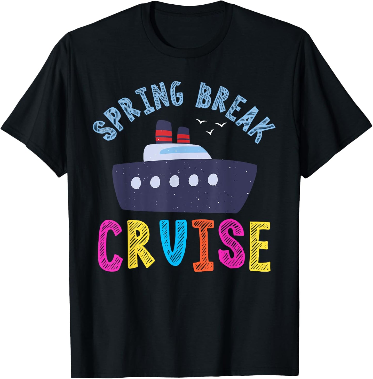 Spring Break Cruise 2024 Kids Boy Girl Family Vacation Trip T-Shirt - T-Shirt | Black