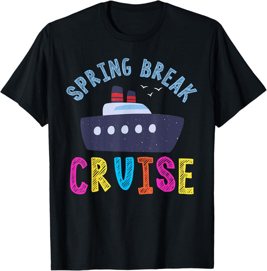 Spring Break Cruise 2024 Kids Boy Girl Family Vacation Trip T-Shirt - T-Shirt | Black