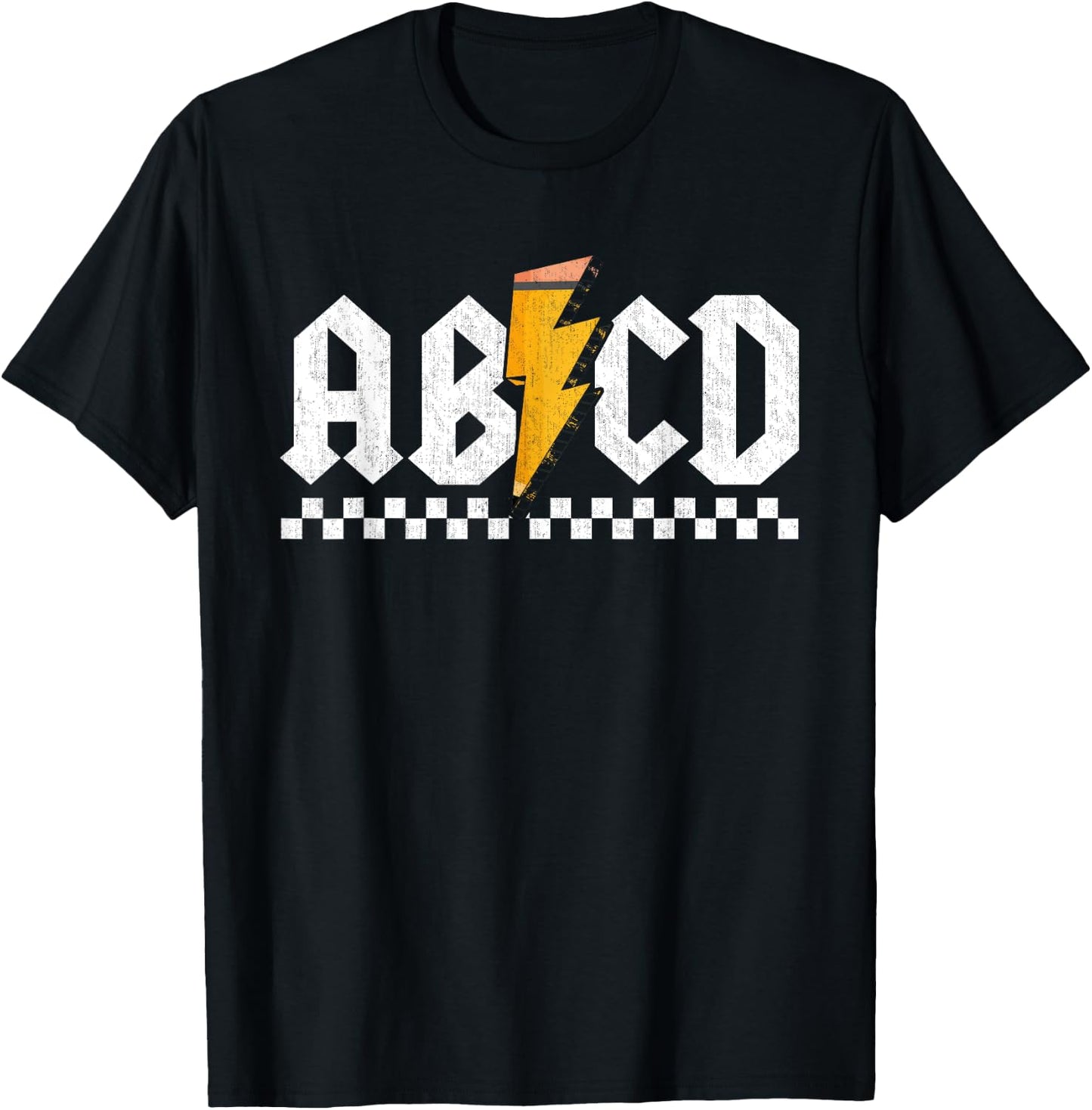 Lightning Pencil Rock'n Roll ABCD Teacher Back To School Kid T-Shirt - T-Shirt | Black