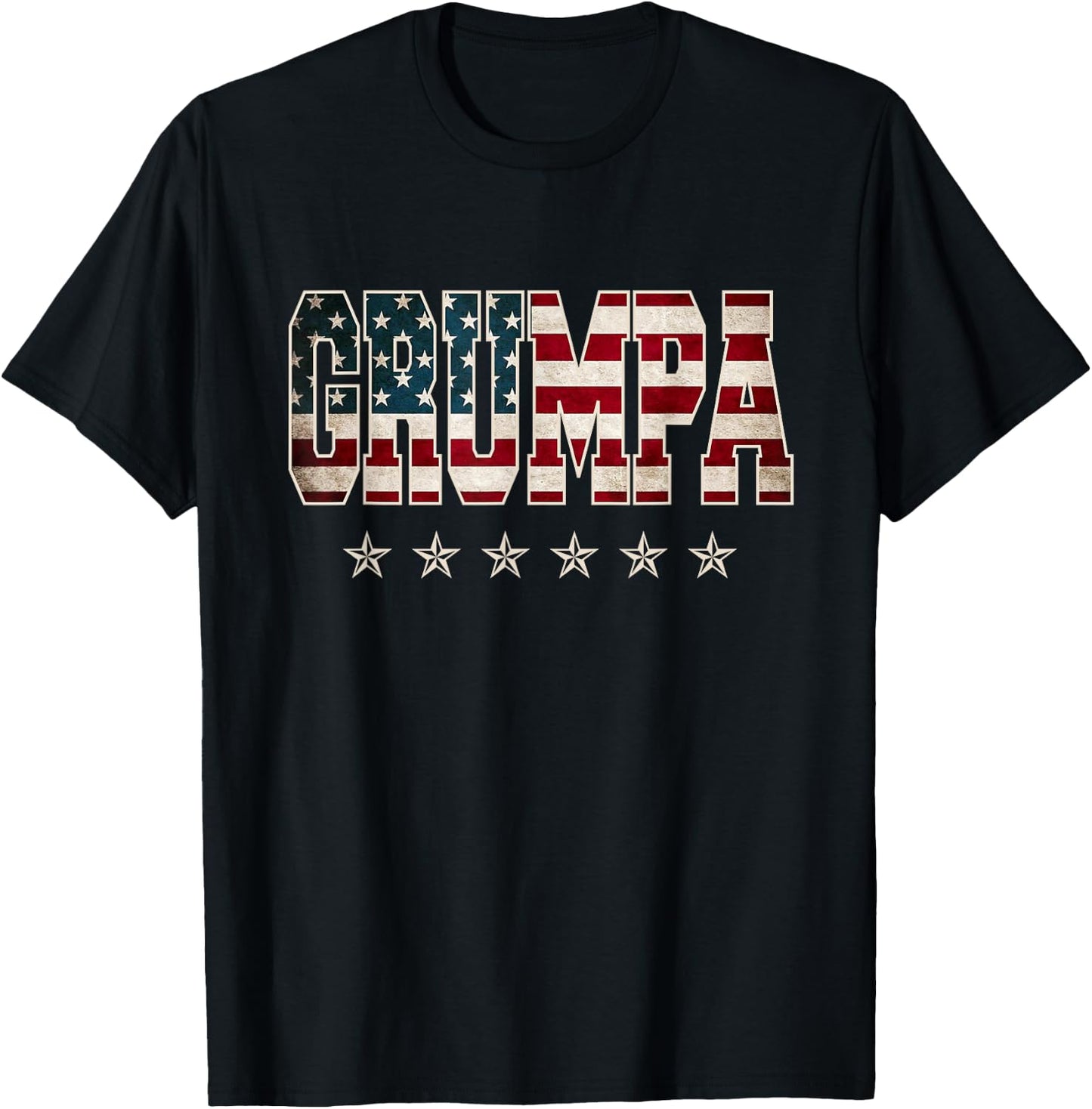 Grumpa Father's Day American Flag 4th of July Vintage Xmas T-Shirt - T-Shirt | Black