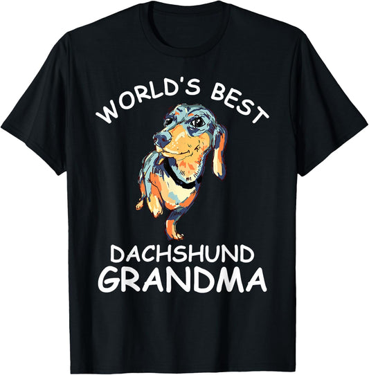World's Best Dachshund Grandma Funny Granddog Dog Lover Cute T-Shirt - T-Shirt | Black
