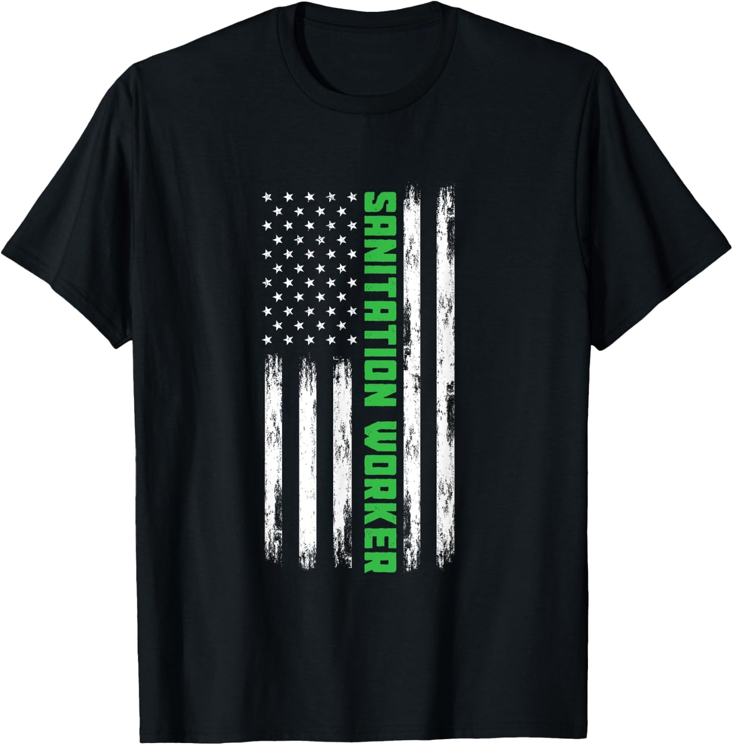 Sanitation Worker American Flag Funny Street Cleaner Men T-Shirt - T-Shirt | Black