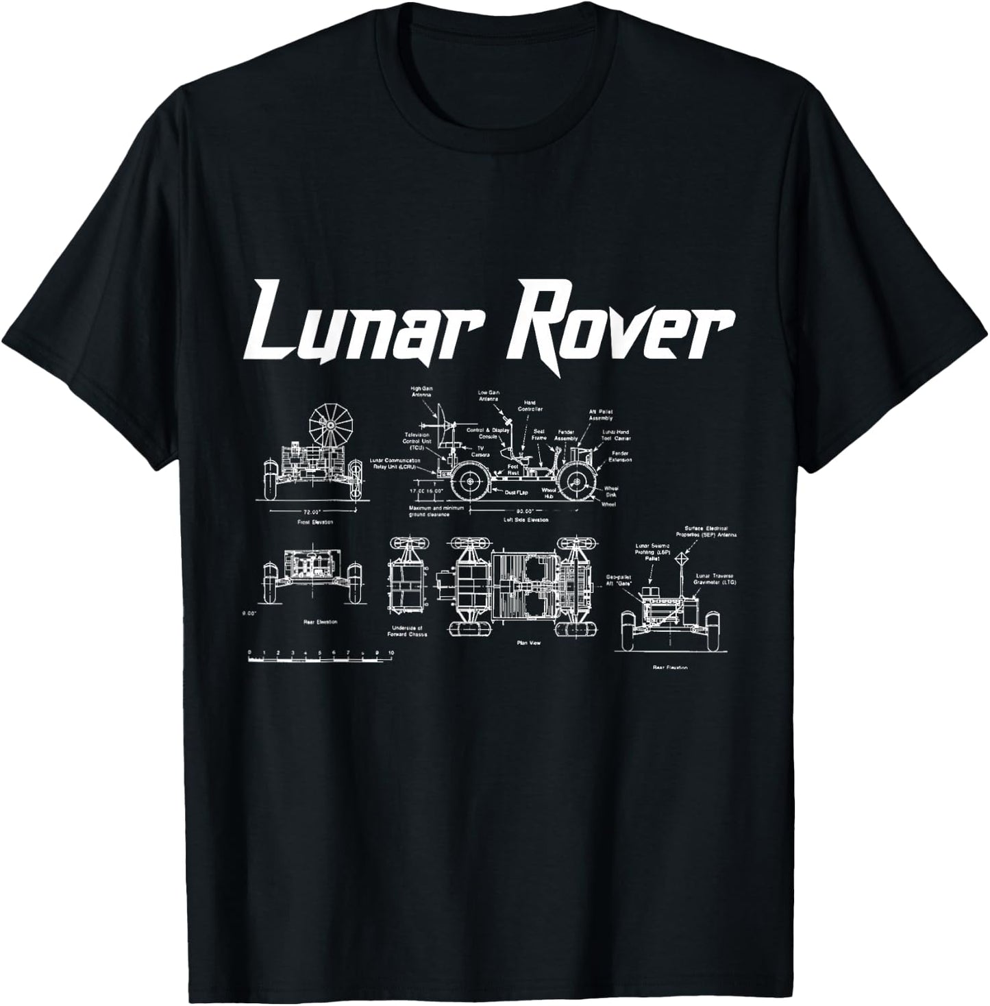 Lunar Rover Vehicle Blueprint Design Moon Landing T-Shirt - T-Shirt | Black