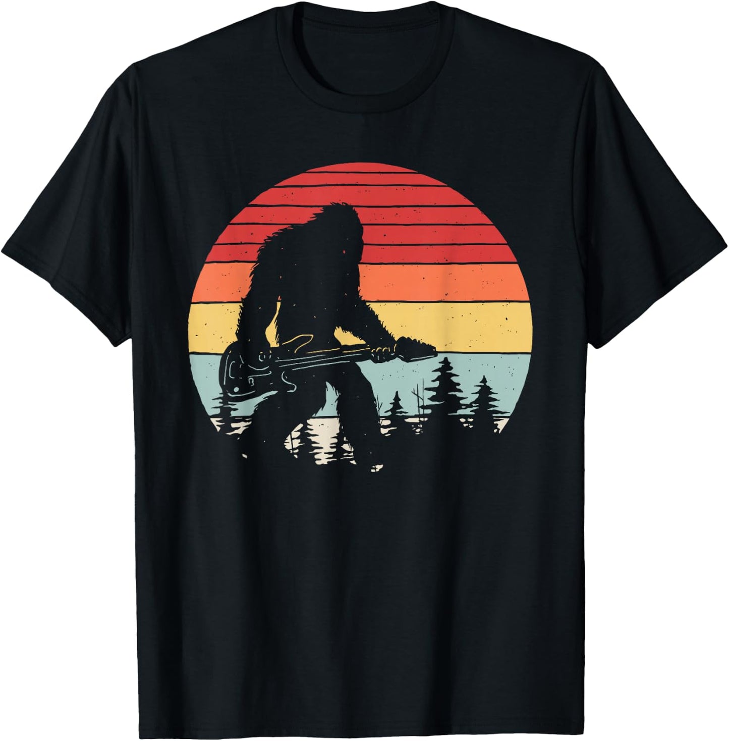 Vintage Retro Bigfoot Guitar T-Shirt - T-Shirt | Black