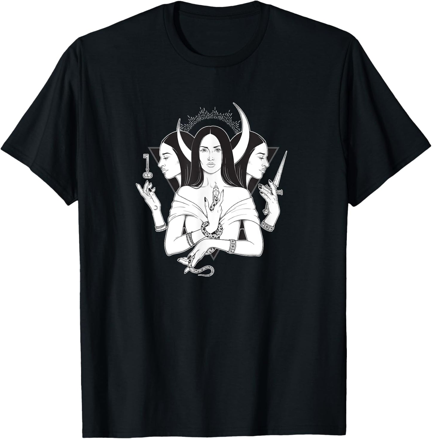 Goddess Hecate Triple Moon Goddess Pagan Wicca Triple Moon T-Shirt - T-Shirt | Black