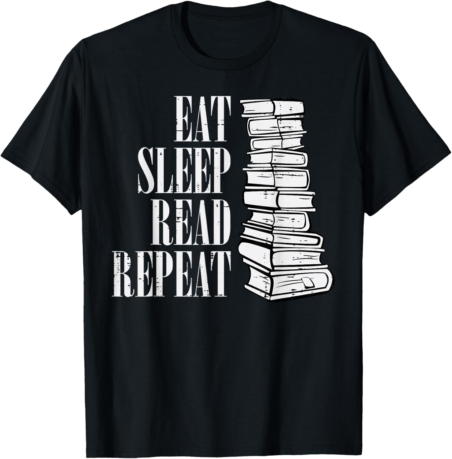 Eat Sleep Read Repeat Reading Book Librarian Men Women Kids T-Shirt - T-Shirt | Black