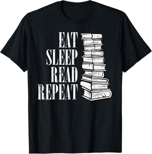Eat Sleep Read Repeat Reading Book Librarian Men Women Kids T-Shirt - T-Shirt | Black