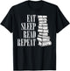 Eat Sleep Read Repeat Reading Book Librarian Men Women Kids T-Shirt - T-Shirt | Black