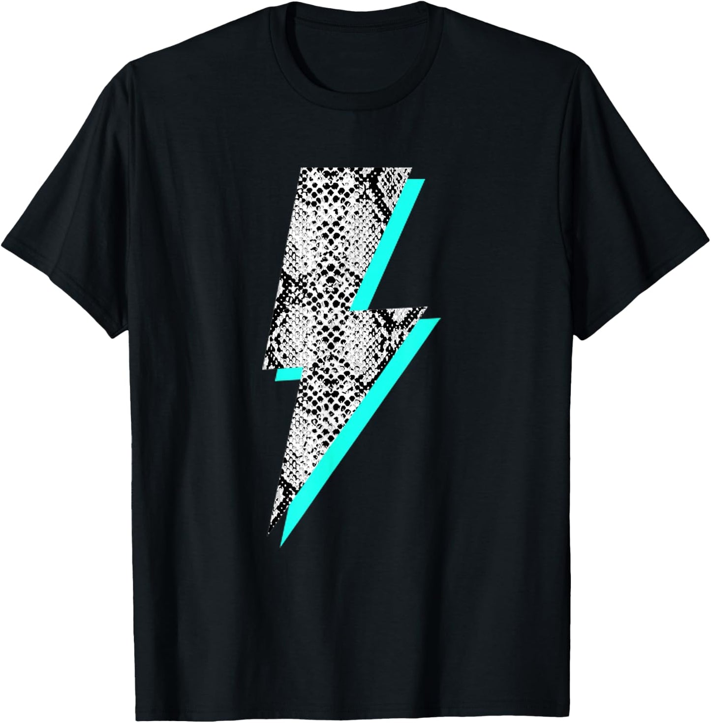 Snakeskin Lightning Bolt Animal Print T-Shirt - T-Shirt | Black