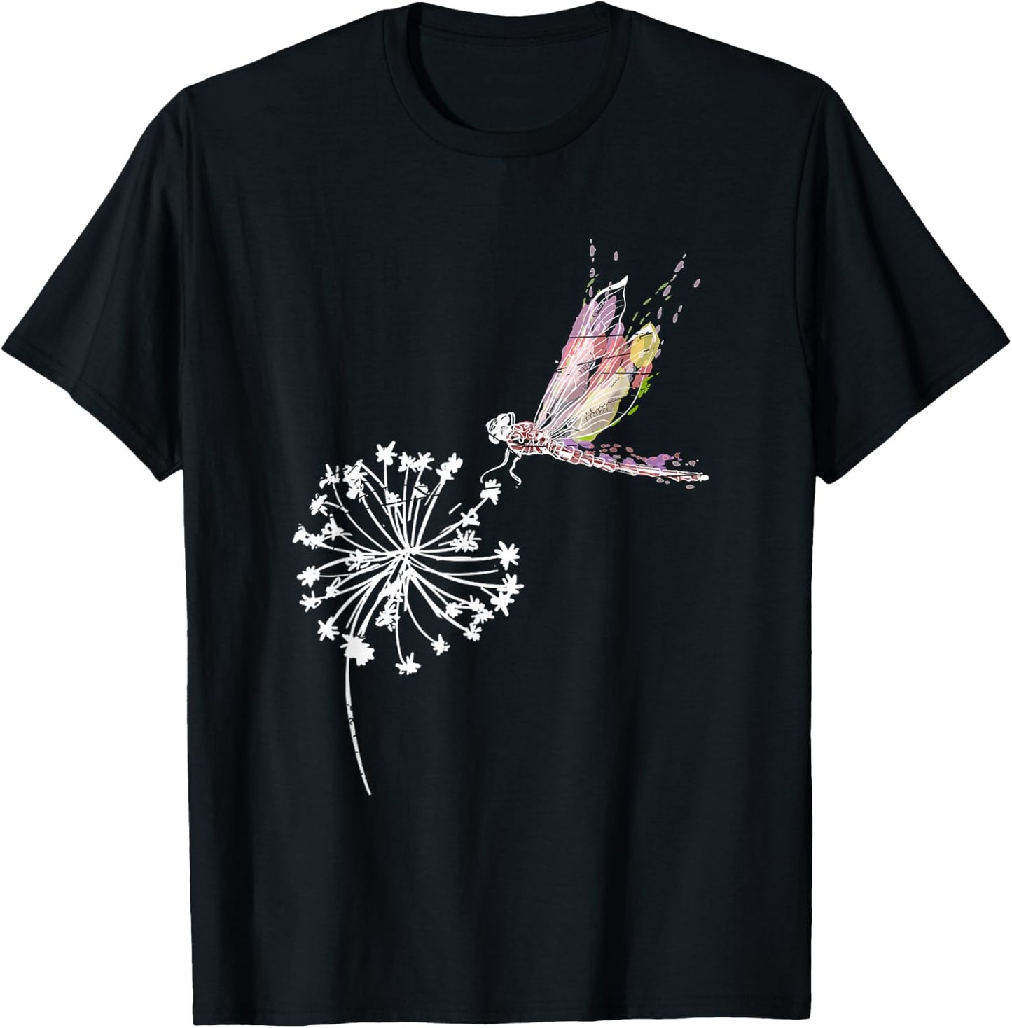 Dandelion Dragonfly Wildlife Gift Insect Dragonfly T-Shirt - T-Shirt | Black