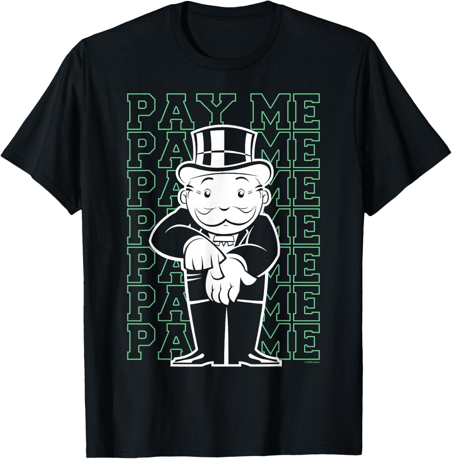 Monopoly Rich Uncle Penny Bags Pay Me Text Stack T-Shirt - T-Shirt | Black