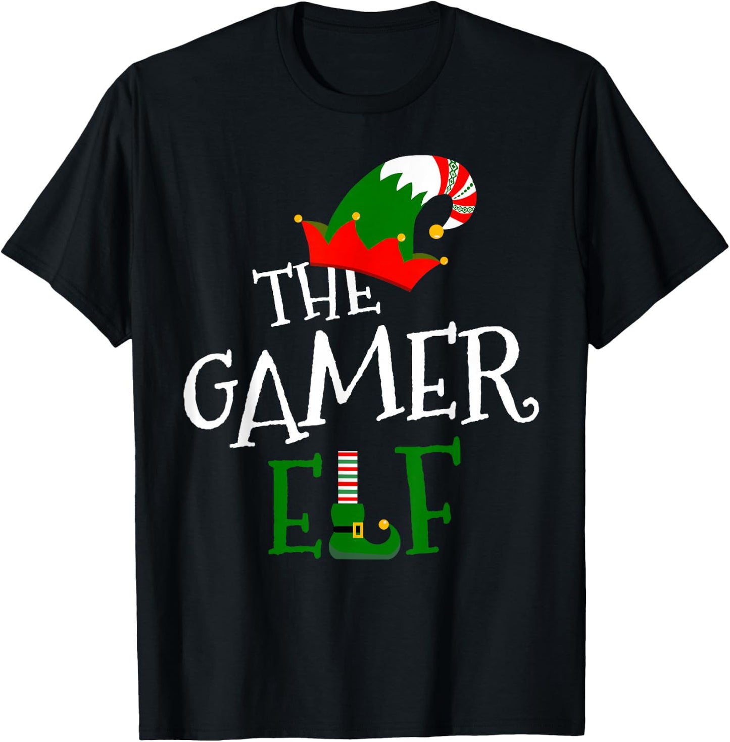 The Gamer Elf Family Matching Group Gift Christmas Costume T-Shirt - T-Shirt | Black