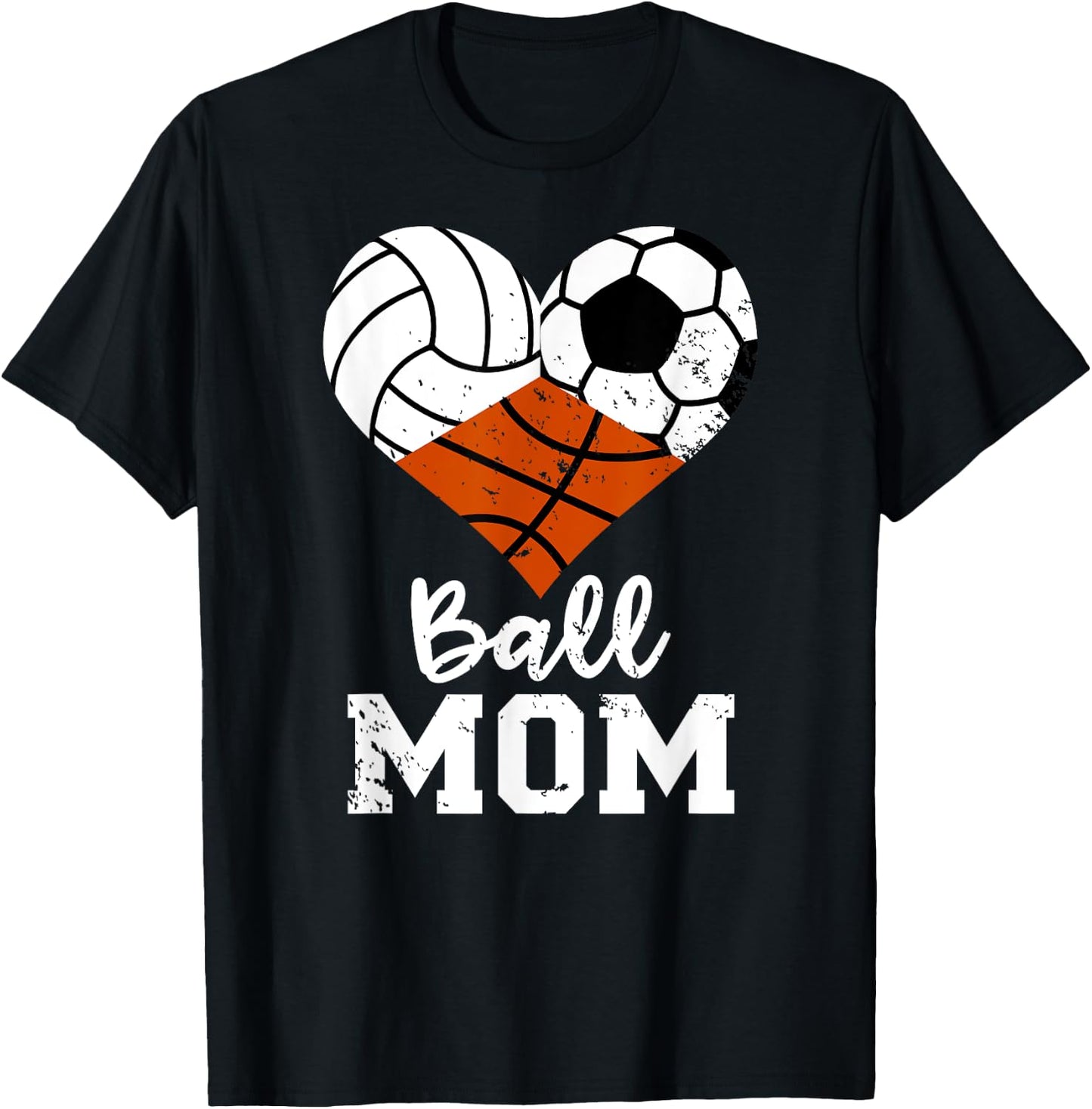 Ball Mom Funny Volleyball Soccer Basketball Mom T-Shirt - T-Shirt | Black