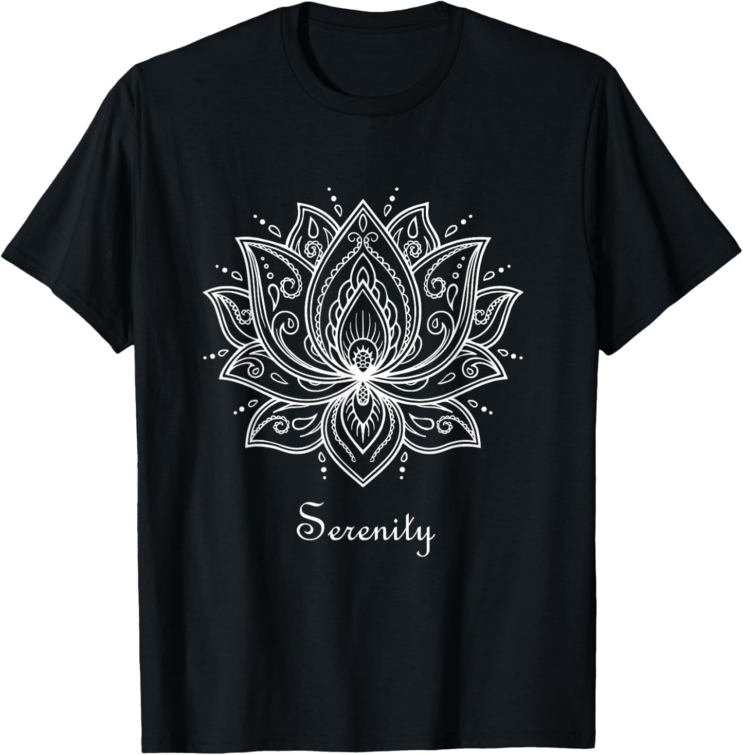 Serenity Lotus Flower Spiritual Yoga Meditation Namaste T-Shirt - T-Shirt | Black