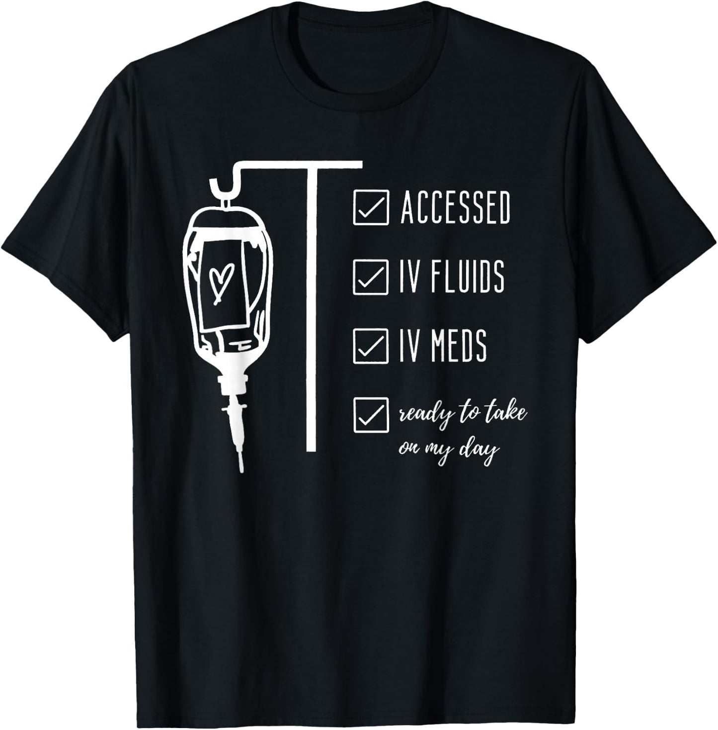 IV Fluids IV Medication Dysautonomia Port A Cath Central Lin T-Shirt - T-Shirt | Black