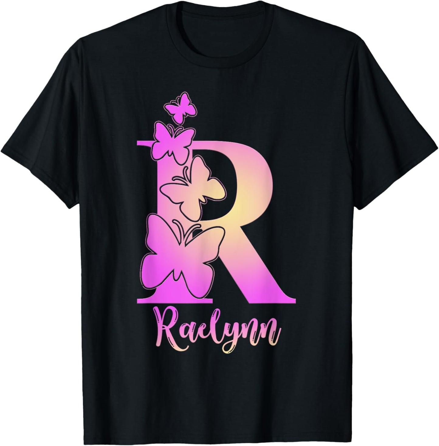 Raelynn, cute personalized butterfly custom kids girls name T-Shirt - T-Shirt | Black