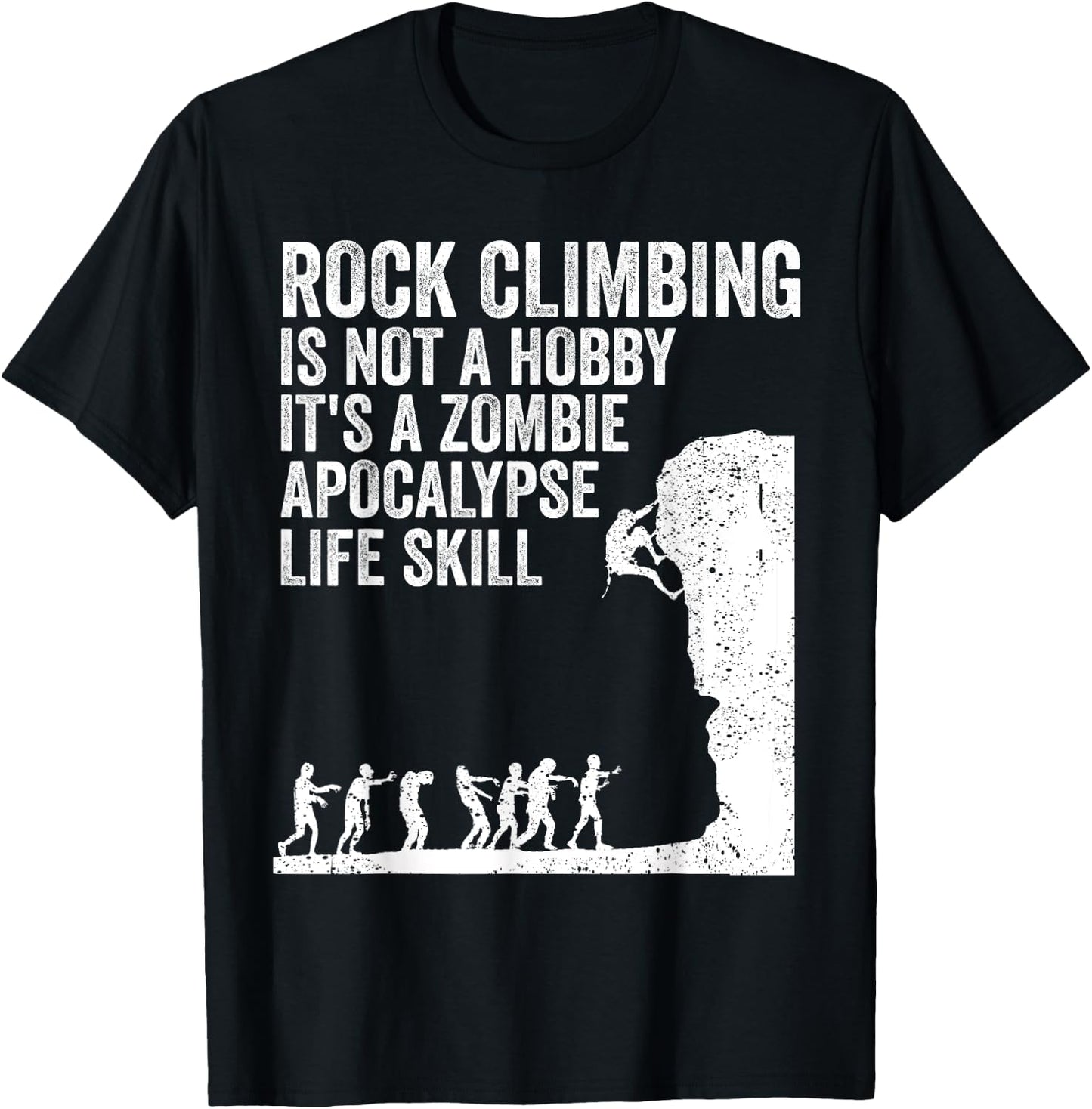Funny Rock Climber Gift Women Cool Zombie Climbing T-Shirt - T-Shirt | Black